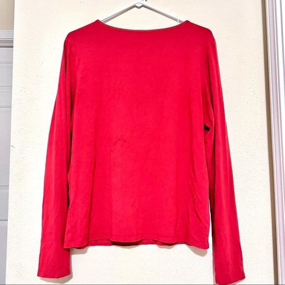 Eileen Fisher Coral Red Viscose Jersey Top long sleeve womens size M - Picture 8 of 10